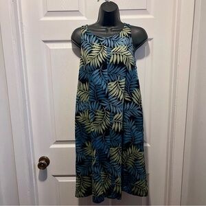 Athena Marie Linen Blend Dress Floral XS Women Summer Sleeveless blue green
